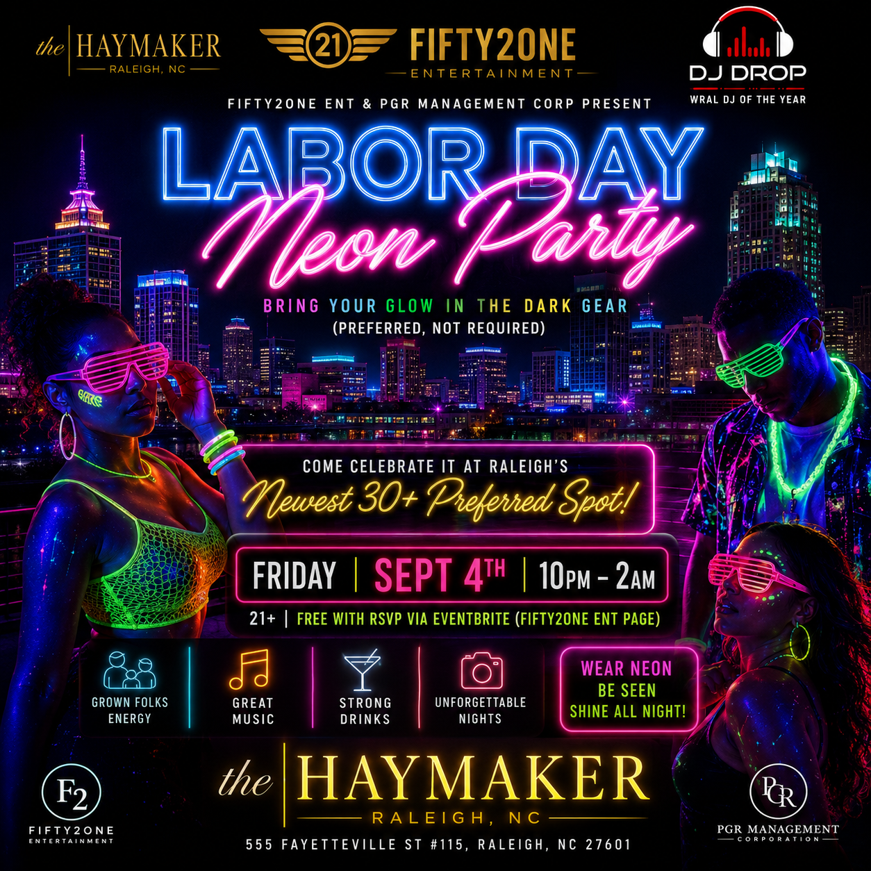 Labor Day Neon Party flyer